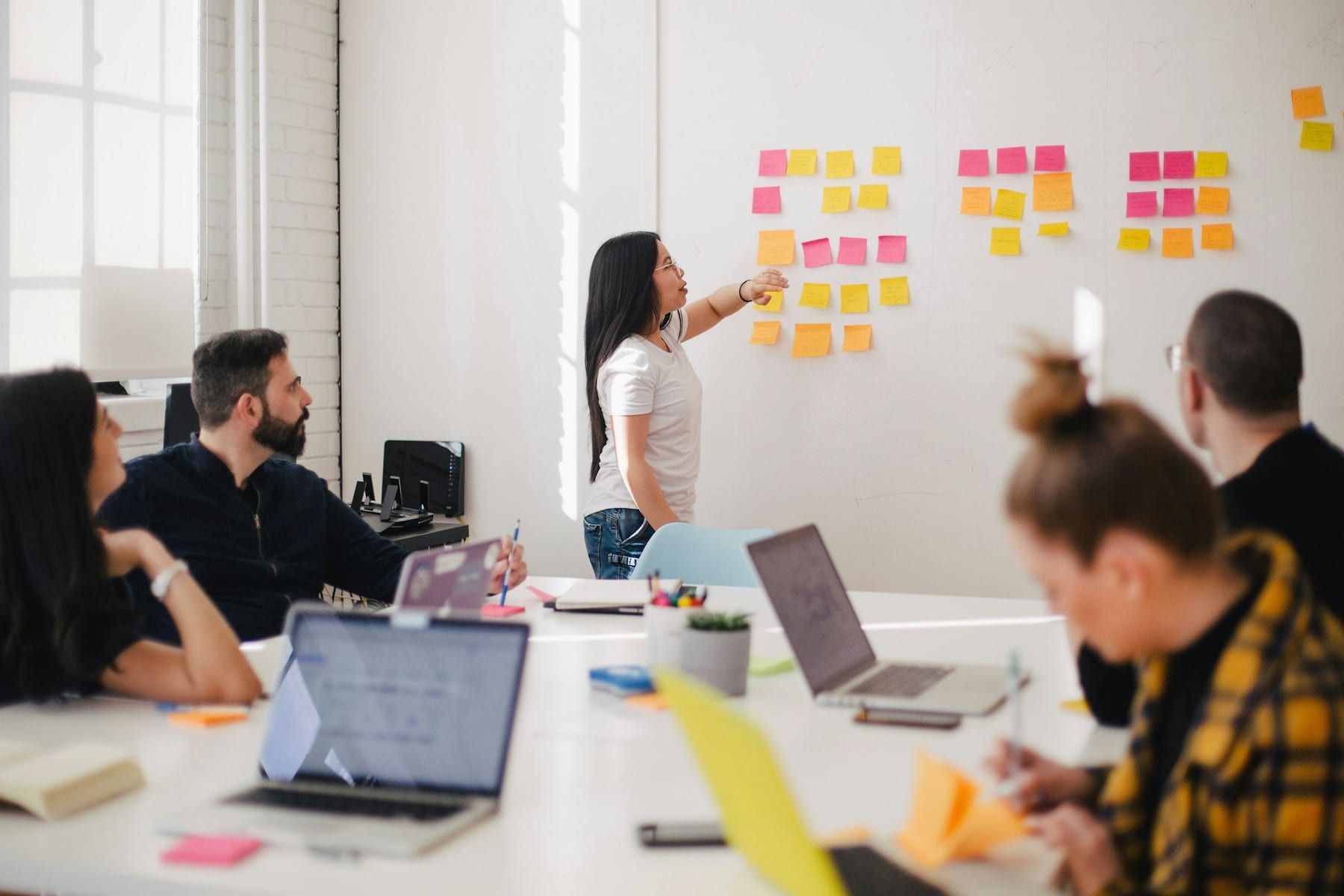 Planung mit Haftnotizen an einer Wand